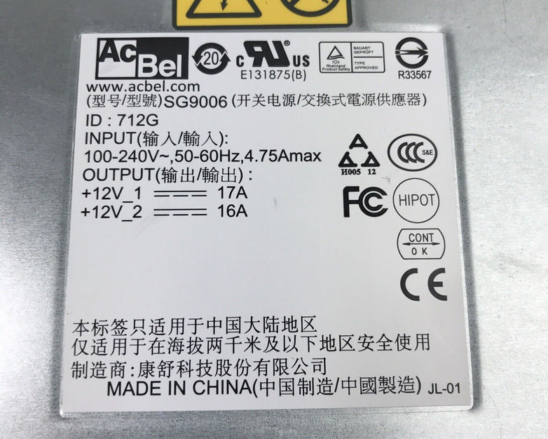 AcBel SG9006 240V 60Hz 4.75A 400W Server Power Supply 071-000-539-00