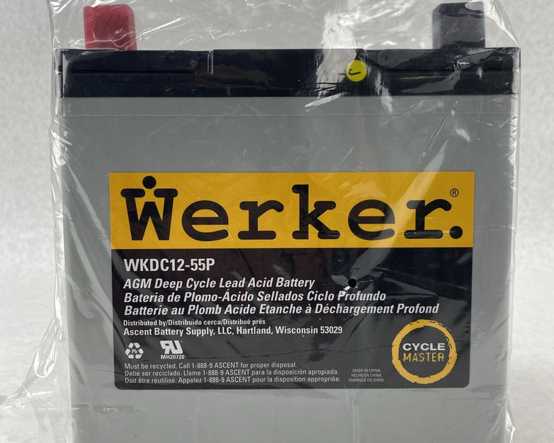 Werker WKDC12-55P Ascent Battery AGM Supply Deep Cycle Lead Battery