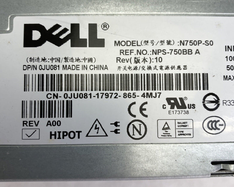 Dell 0JU081 Power Supplies N750P-S0 750W for Dell PowerEdge 2950 Server