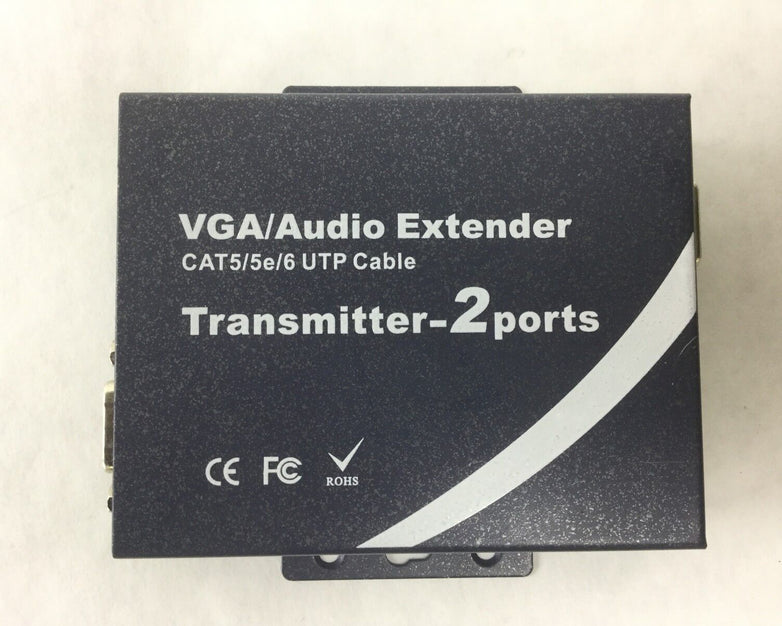 VGA/Audio Extender 1Transmitter-2ports(CAT5/5e/6 UTP Cable)w/Power Supply&Cables