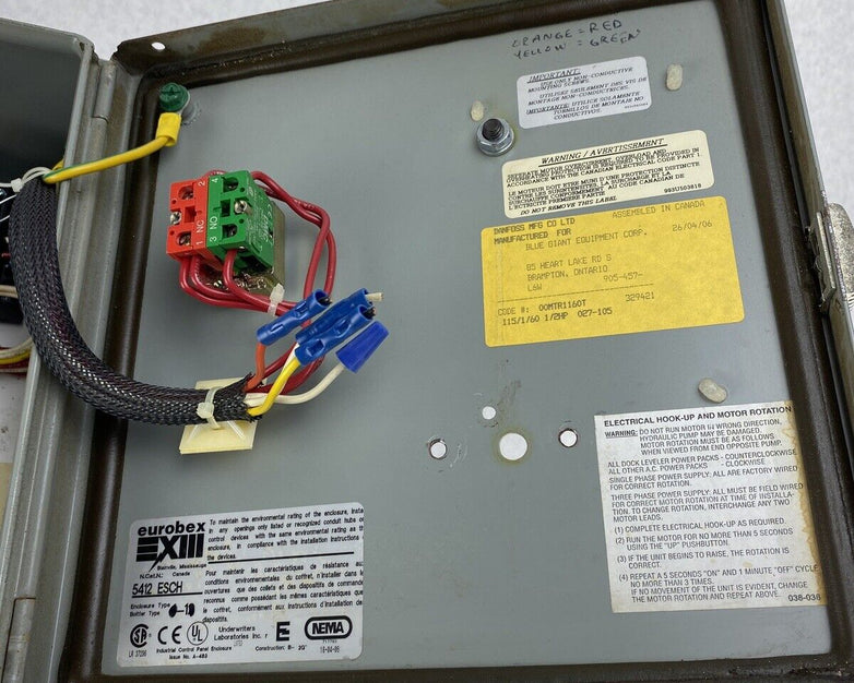 Blue Giant 038-158 ES Truck Restraint Control Panel 115V/VAC