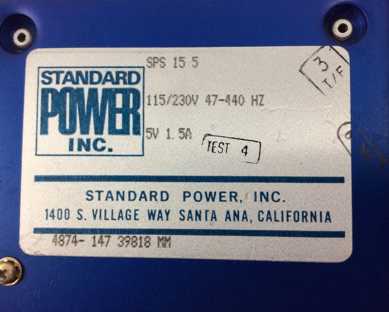 Standard Power Inc. SPS 15-15 Power Supply 15V 0.7A