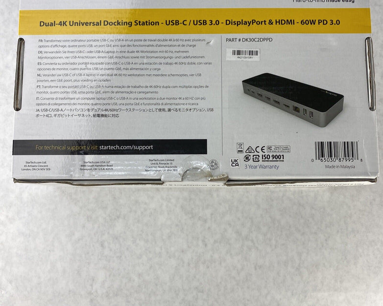 StarTech DK30C2DPPD Dual 4K Universal Laptop Docking Station USB- C USB 3.0