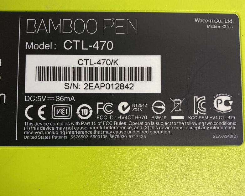 Wacom Bamboo CTL-470 Draw Pad Artist Tablet WORKS with PEN