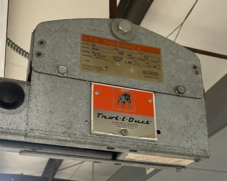 ITE Trol-E-Duct TD310, TDF3, Electrical Busway, 100A, 3PH, 600V, Vintage