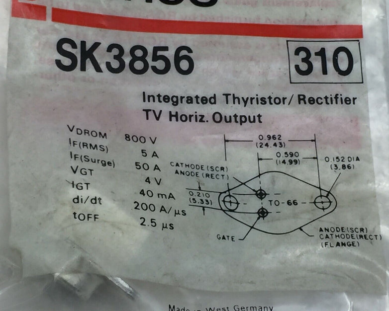 RCA SK3856 Integrated Thyristor / Rectifier TV Horiz Output