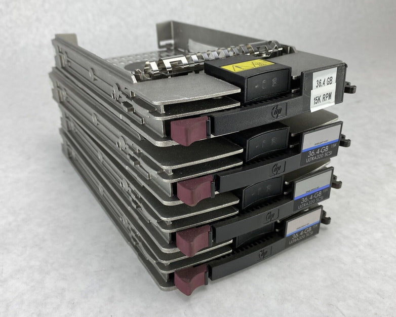 Lot of 4 Genuine HP ULTRA320 3.5" SCSI 289241-001 HDD Caddy Trays 36.4GB 15K RPM