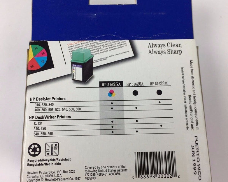 Genuine HP Tri Color Ink Cartridge 51625A New Factory Sealed