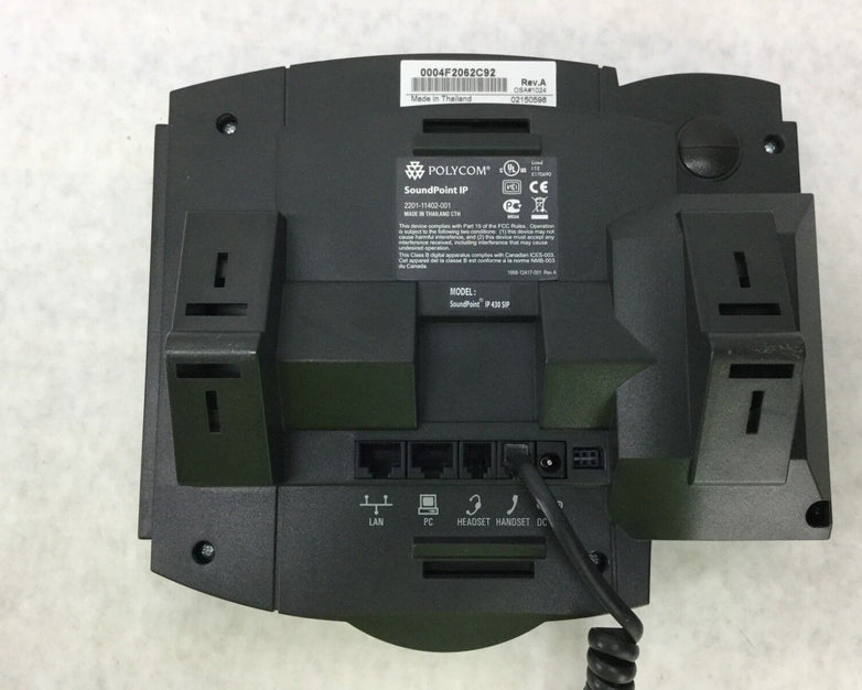POLYCOM SoundPoint IP 430 SIP Includes Back Stand Plate Tested WORKS
