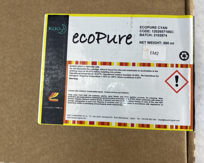 Kao Ecopure 120265718SC SS2 Ink Cyan for DX4 DX5 DX7 Printheads