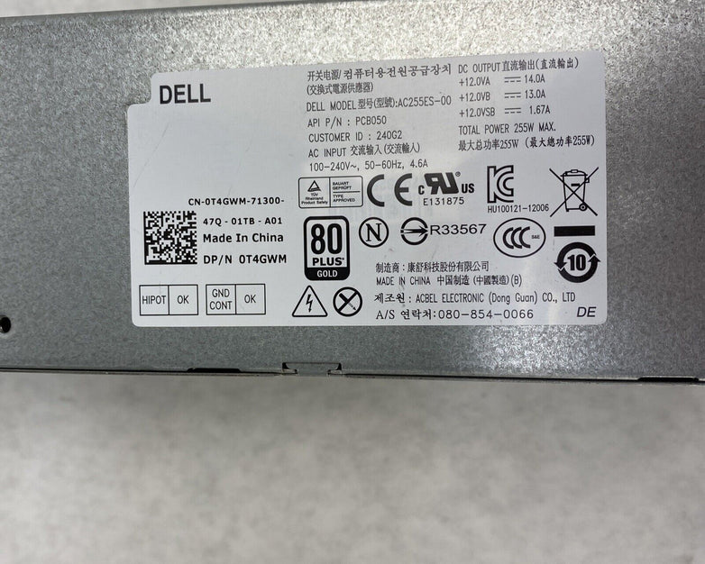 Dell 0T4GWM OptiPlex SFF 3020 7020 9020 255W Power Supply Unit