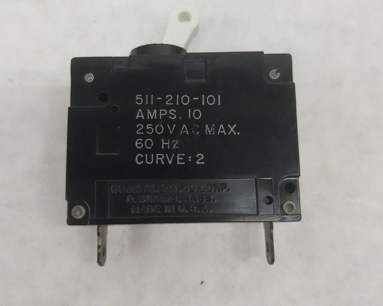 Wood Electric Aircraft Circuit Breaker 10 AMP Switch P/N 511-210-101