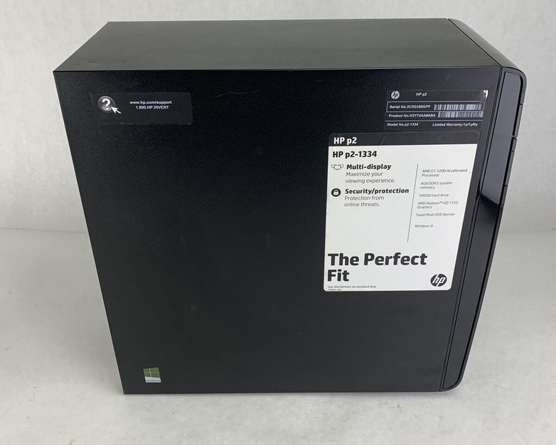 HP P2-1334 MT AMD E1-1200 1.4GHz 4GB RAM No HDD No OS