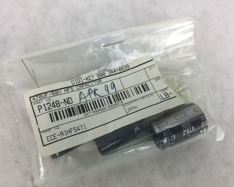 VINTAGE NEW Capacitors P1248-ND, 470UF 50V HFS CAP, Lot of 3, NEW
