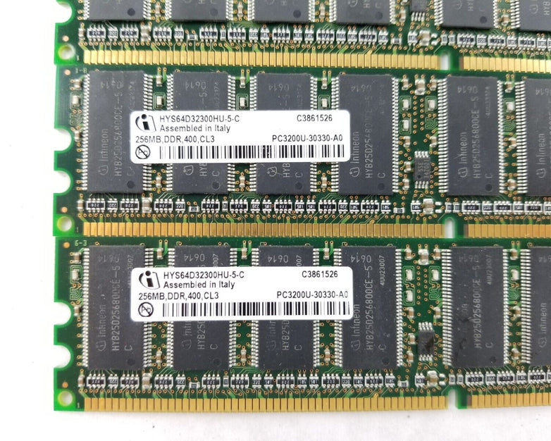 Lot of (3) Infineon HYD64D32300HU-5-C 256MB DDR 400 CL3 PC3200U-30330-A0