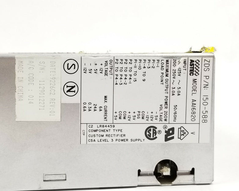 Zenith Data Systems 150-588 200W Power Supply ASTEC AA16820