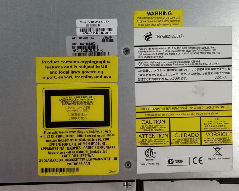 Cisco 5508 5500 Wireless Controller AIR-CT5508-K9 V04