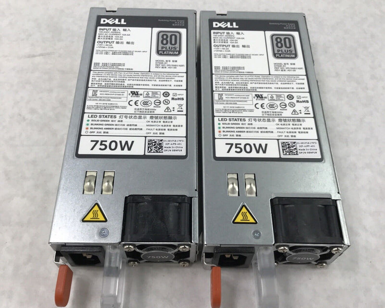 (Lot of 2) Dell 5NF18 750W Switching Power Supply (Tested and Working)