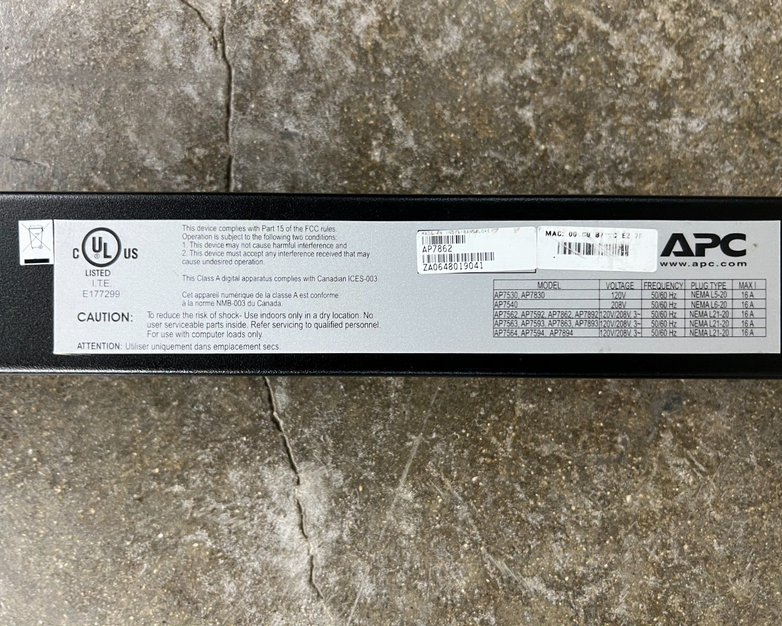APC AP7862 Metered Server Rack PDU 120/208V 16A 42 Outlets