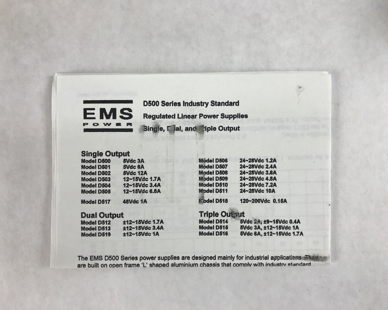 EMS Power - Open Frame PSU - Model D503 - 12-15V 1.7A