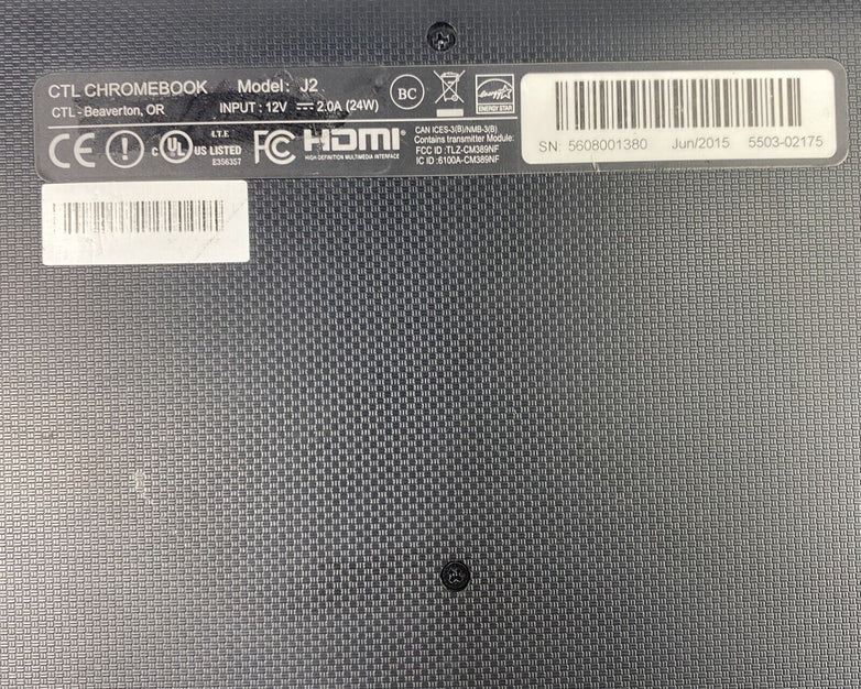 CTL Chromebook J2 11.6” 1.8GHz Rockchip 2GB RAM 16GB SSD 2.5 lbs TESTED Grade B
