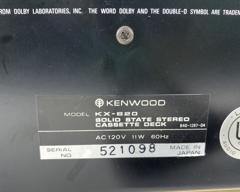 Kenwood KX-620 Stereo Cassette Deck NEEDS REPAIR