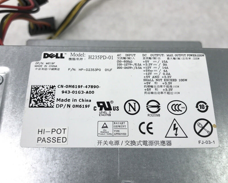 Dell H235PD-01 60Hz 240V 235W 6.5A 24-Pin Power Supply 0M619F-47890-943-01G3
