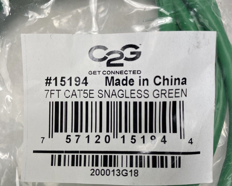 7ft Green Cat5e C2G 15194 Snagless Unshielded UTP Ethernet Patch Cable