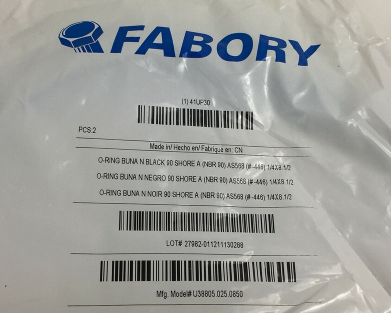 Fabory O-Rings 2 Pack 41UP30 U38805.025.0850 NOS