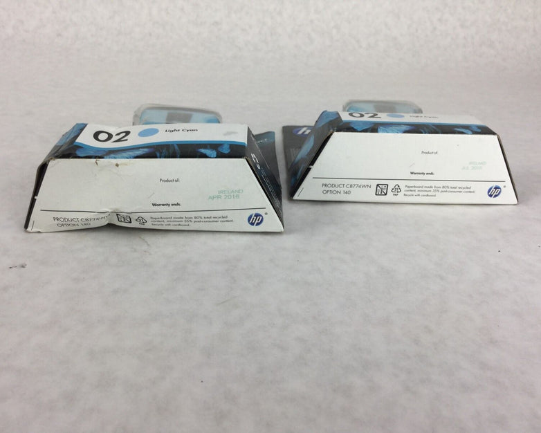 Genuine HP 02 Light Cyan Cartridge C8774WN, Lot of 2, NEW Sealed