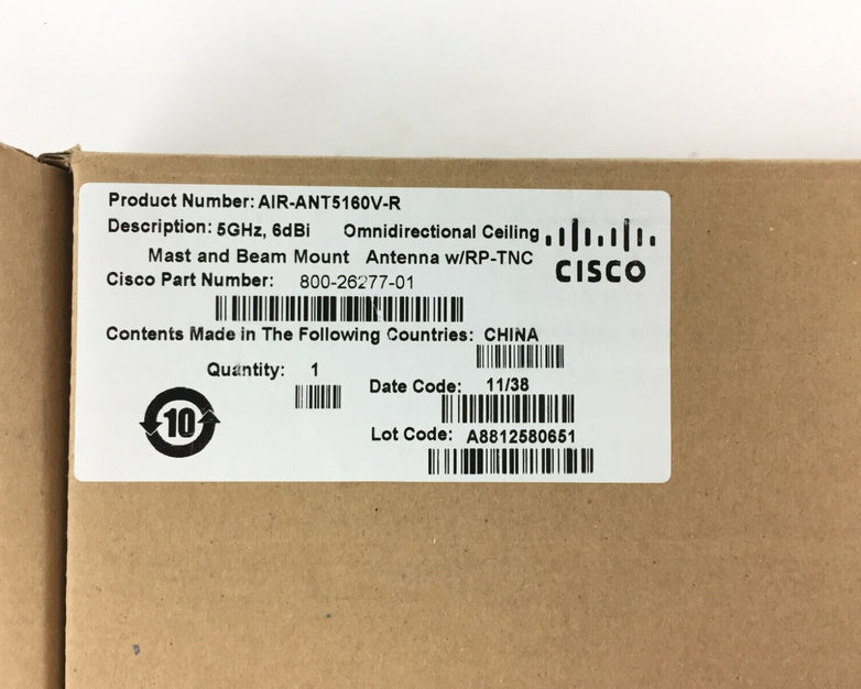 Cisco 800-26277-01 AIR-ANT5160V-R Mast and Beam Mount 5GHz, 6dBi Omnidirectional
