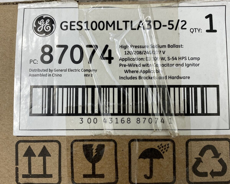 General Electric GES100MLTLA3D-5/2 High Pressure Sodium Ballast 120/208/240/277V