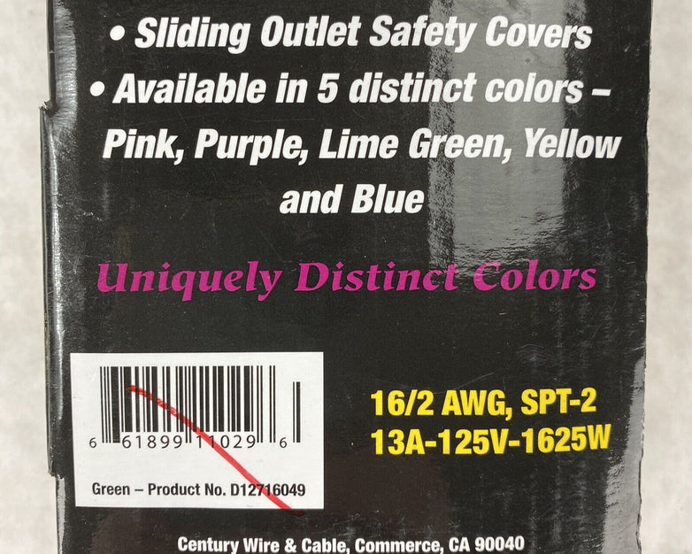 Century Wire Pro Glo 9ft Household Extension Polarized AC Power Cord Blue