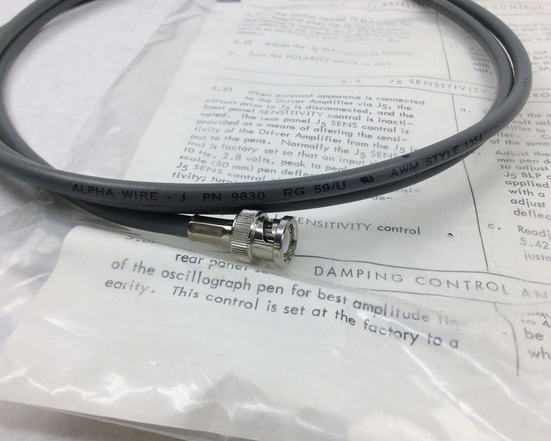 Alpha Wire - J P/N 9830 AWM Style 1354 - BNC Connector Cable - With Adapters