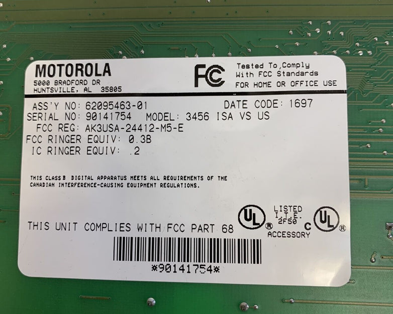 Motorola 3456 ISA VS US Modem Card