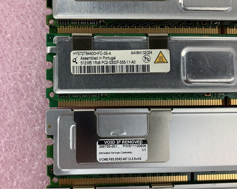 Lot of 4 512MB DDR2 PC2-5300F-555-11-A0 HP# 398705-051 Server Memory RAM