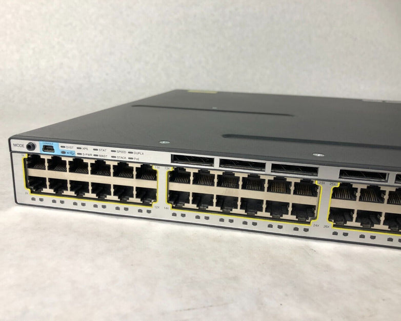Cisco WS-C3750X-48P-S 48-Port GbE PoE Catalyst Network Switch