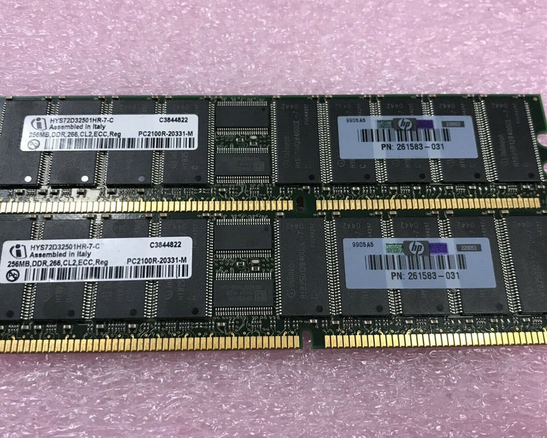 (Lot of 2) 256MB DDR266 CL2 ECC C3844822 HYS72D32501HR-7-C 261583-031