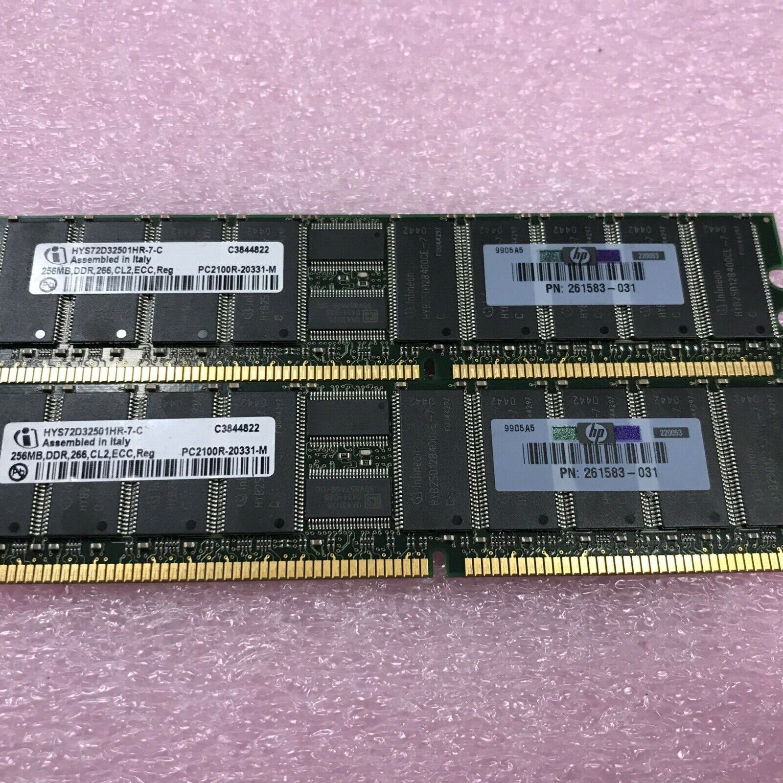 (Lot of 2) 256MB DDR266 CL2 ECC C3844822 HYS72D32501HR-7-C 261583-031