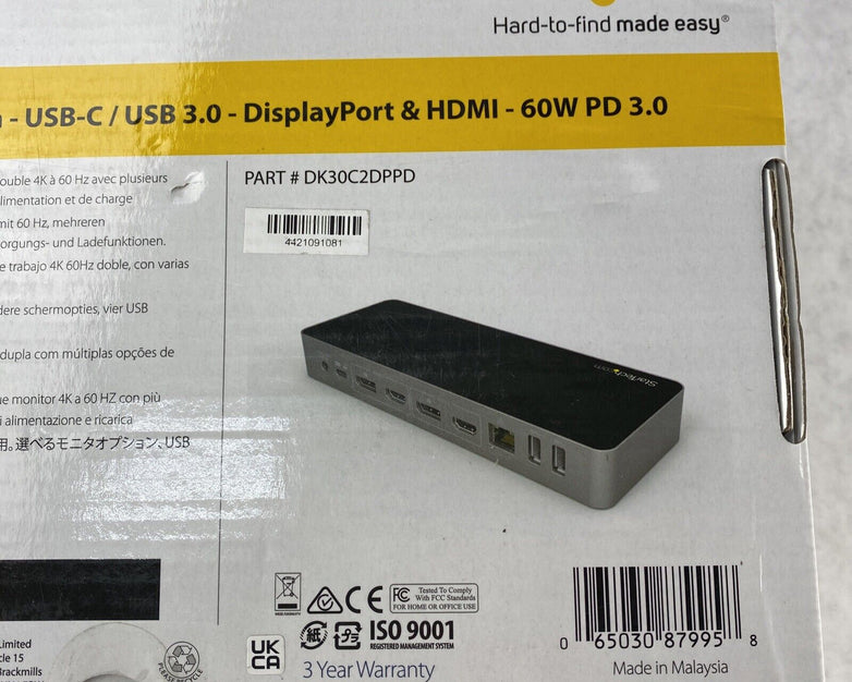 StarTech DK30C2DPPD Dual 4K Universal Laptop Docking Station USB- C USB 3.0
