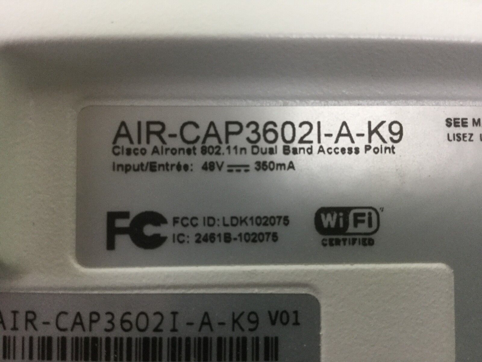 Cisco AIR-CAP3602I-A-K9 Aironet 802.11n AP with AIR-RM3000AC-A-K9