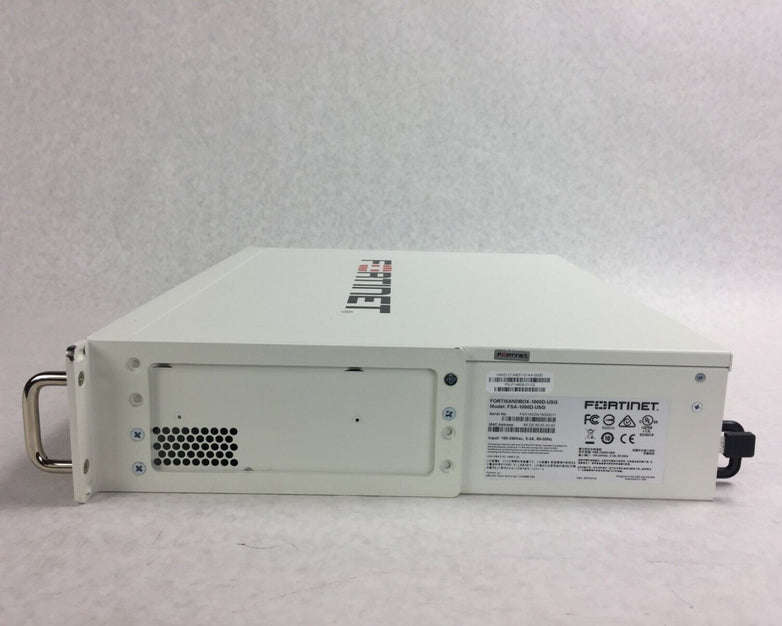 Fortinet FortiSandbox 1000D FSA-1000D-USG No HD No OS Includes 2 Power Cords