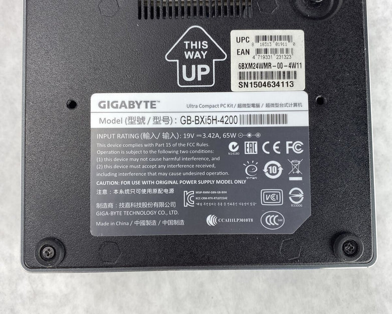 Gigabyte GB-BXi5H-4200 Slim 1.6GHz Core i5-4200U 8GB RAM NO DRIVE No AC Adapter