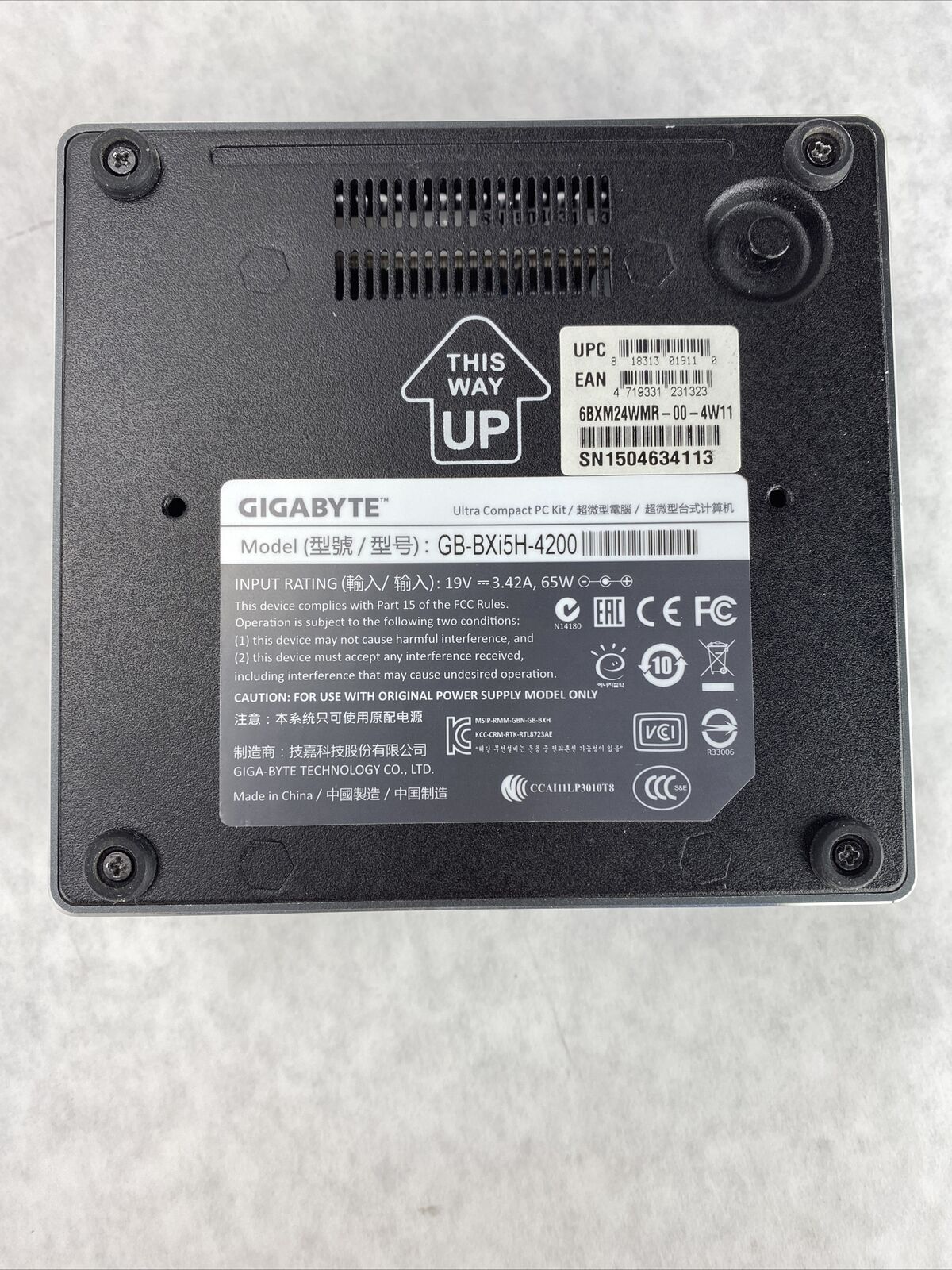 Gigabyte GB-BXi5H-4200 Slim 1.6GHz Core i5-4200U 8GB RAM NO DRIVE No AC Adapter