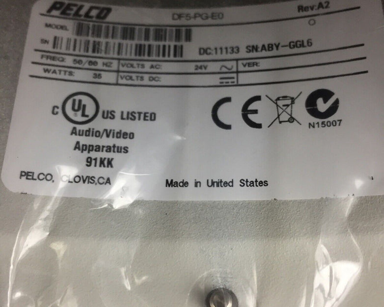 Pelco DF5-PG-E0 Series Fixed Mount Dome - Tinted Grey - No Camera