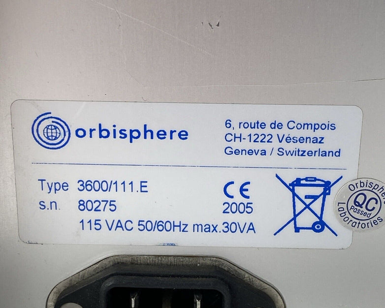 Orbisphere Laboratories Model 3600 Analyzer w/ Key and Power Adapter