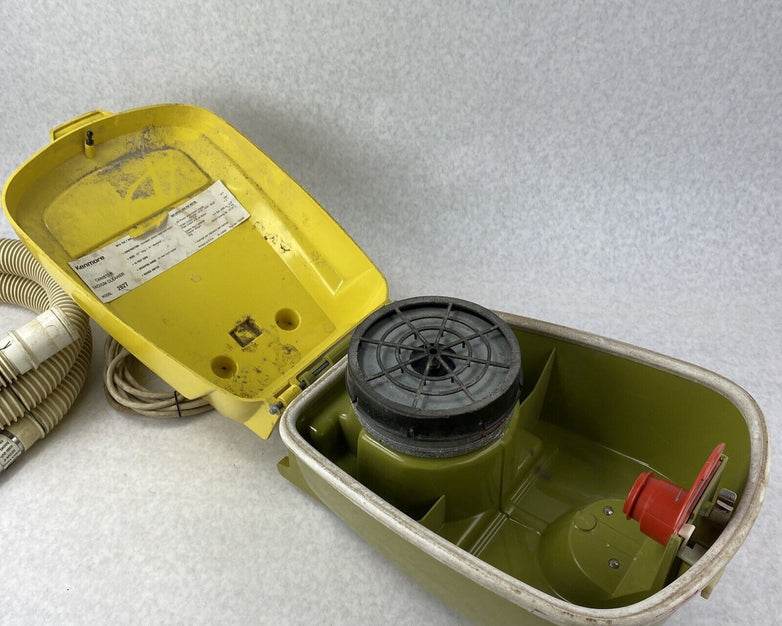 Vintage Kenmore 2627 Canister Vacuum Cleaner Motor 116 w/ Vacuum Hose Yellow