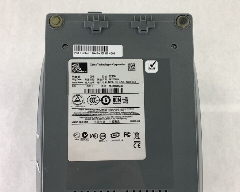 Zebra GX430t Barcode Printer Thermal Label 4" Bad Serial Port Tested