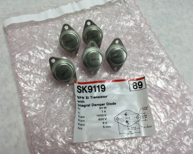 NOS SK9119 NPN Si Transistors with Integral Damper Diode Lot of 5