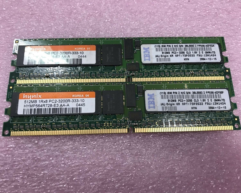 (Lot of 2) Hynix 512MB 1Rx8 PC2-3200R-333-10 HYMP564R728-E3